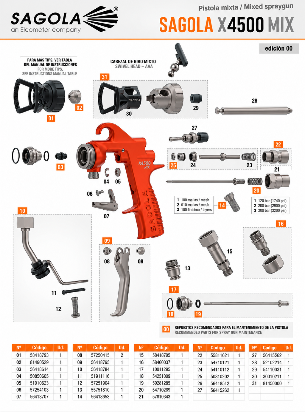 Sagola X4500 Mix Air-Assisted Airless Spray Gun